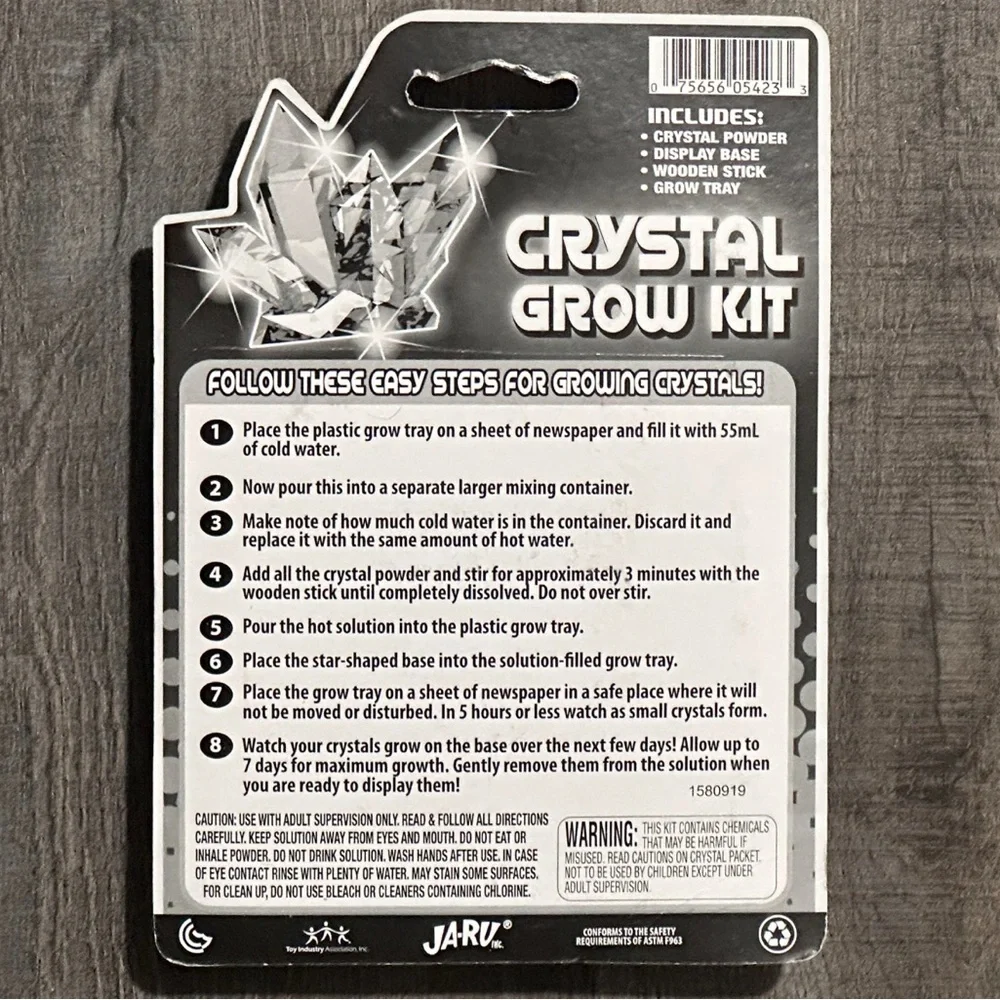 New Set of 4 Kidz Science Crystal Growing Kits in Blue, Green, Purple, & Clear